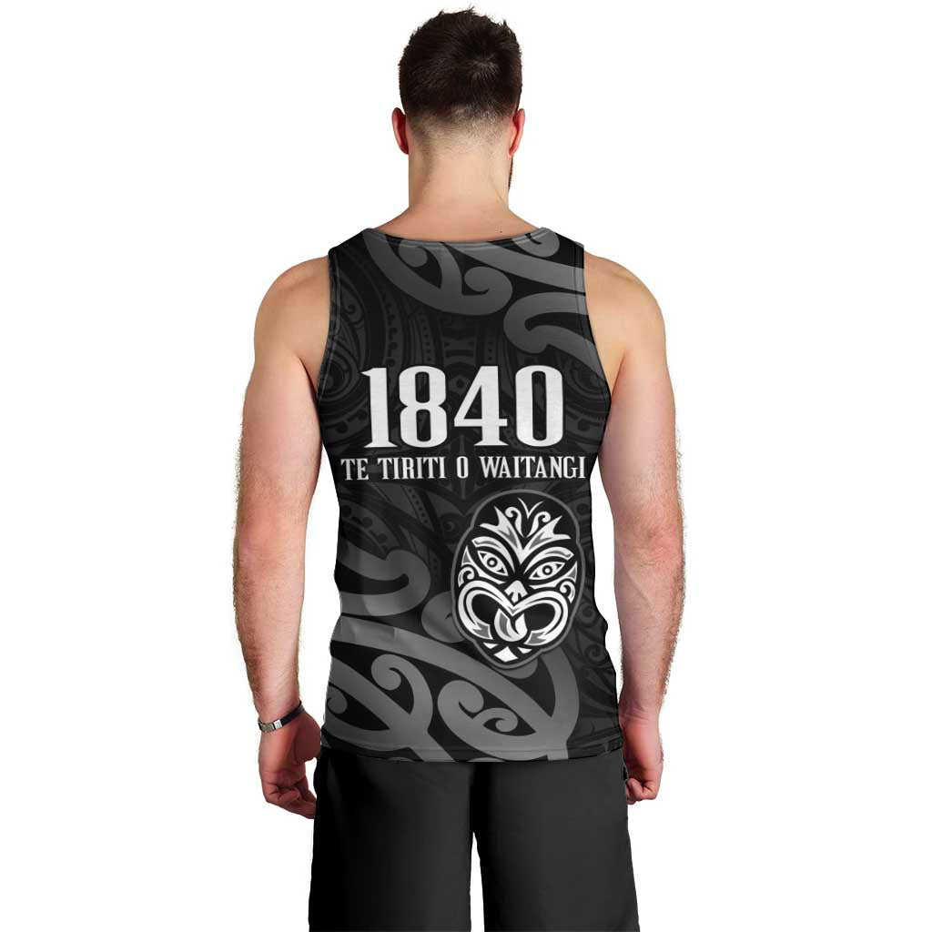 New Zealand 1840 Waitangi Day Men Tank Top Aotearoa Haka Mask - Black Version - Vibe Hoodie Shop