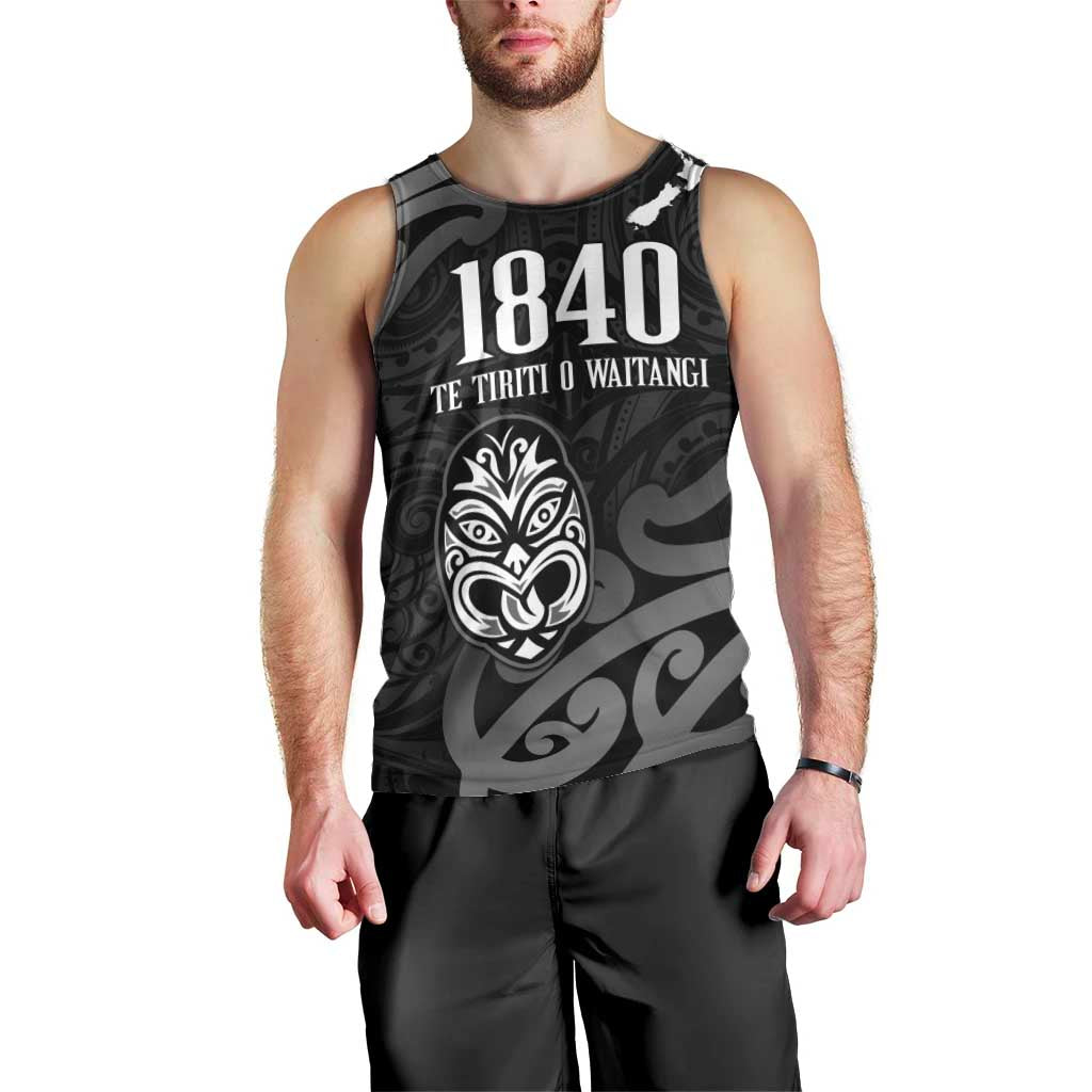 New Zealand 1840 Waitangi Day Men Tank Top Aotearoa Haka Mask - Black Version - Vibe Hoodie Shop