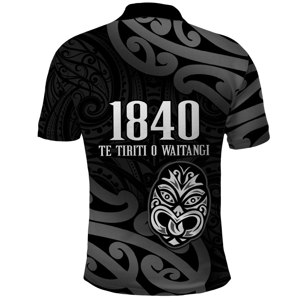 New Zealand 1840 Waitangi Day Polo Shirt Aotearoa Haka Mask - Black Version - Vibe Hoodie Shop