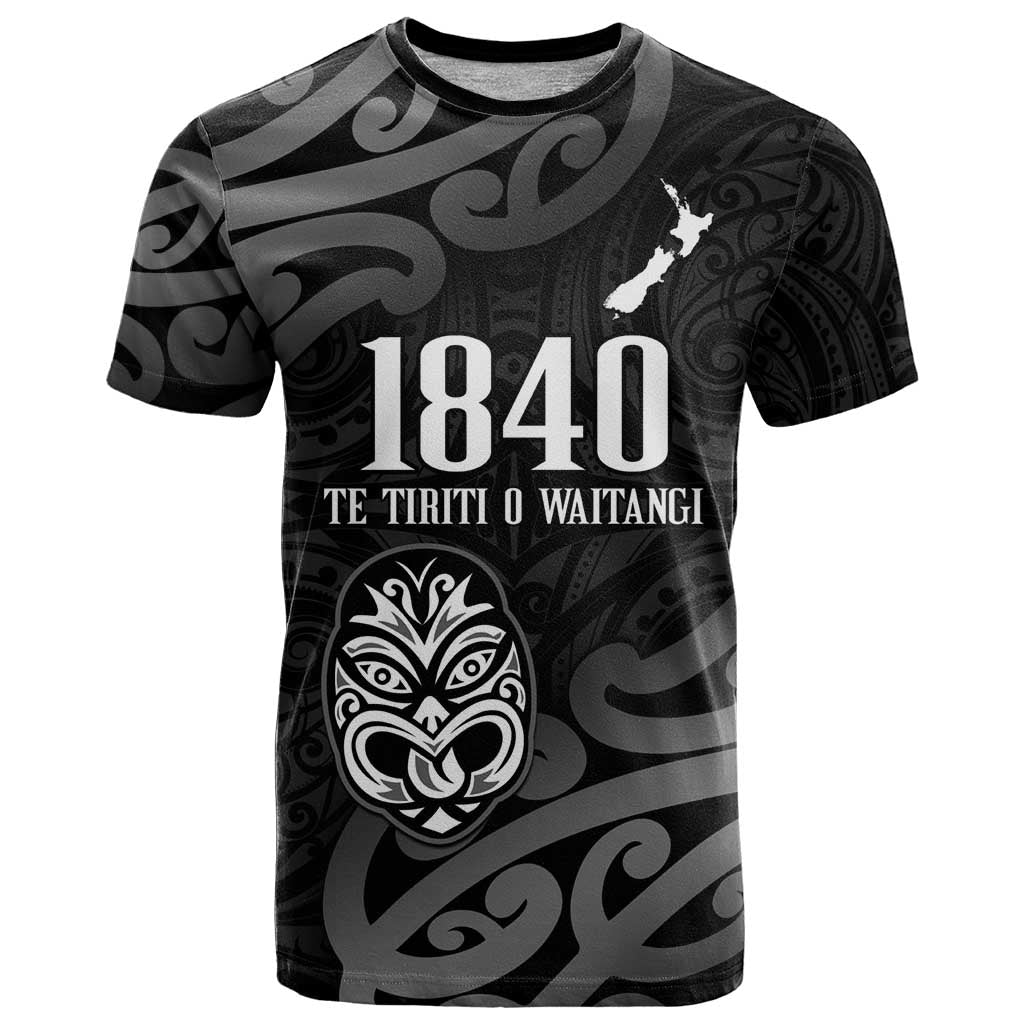 New Zealand 1840 Waitangi Day T Shirt Aotearoa Haka Mask - Black Version - Vibe Hoodie Shop