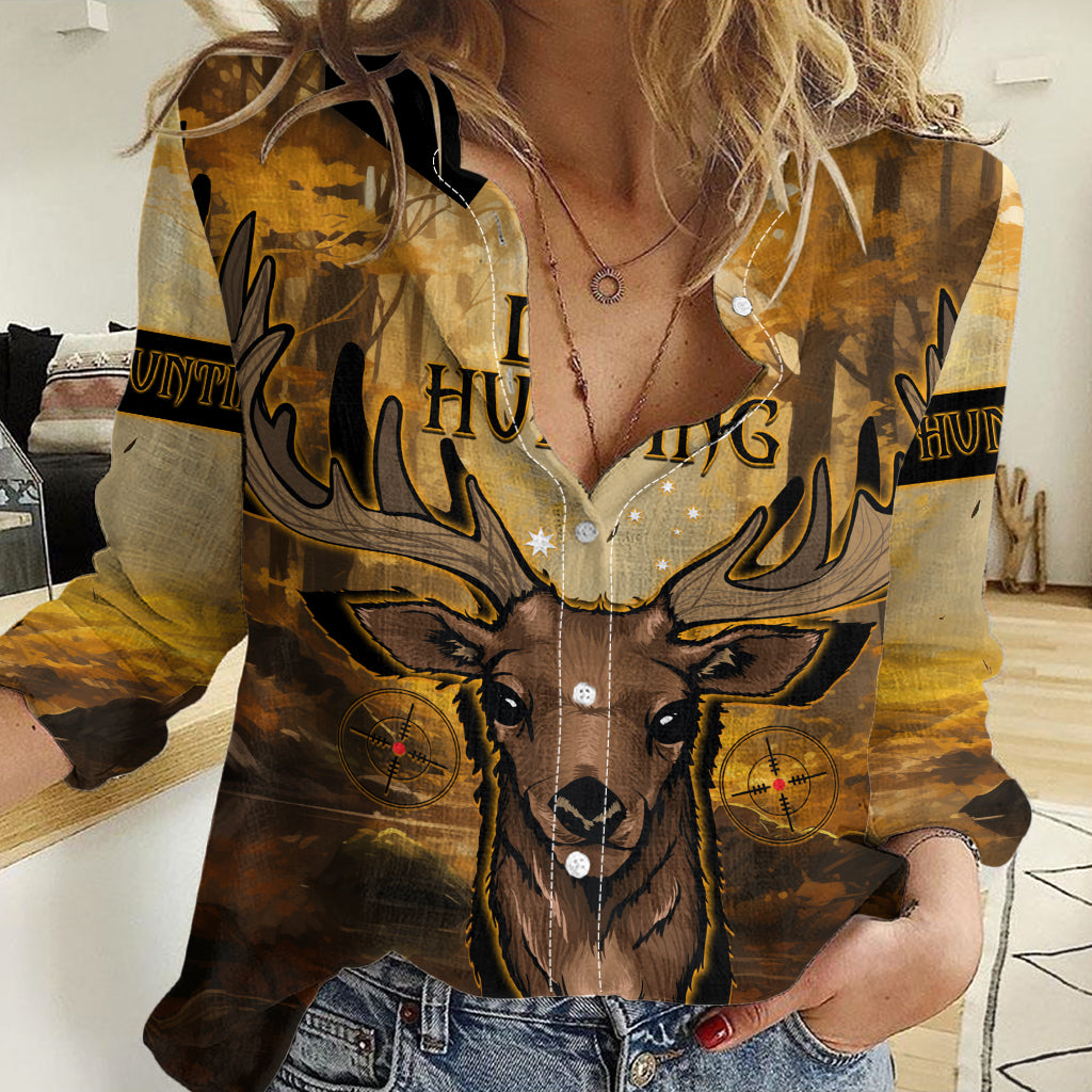 Personalised Deer Hunting Women Casual Shirt Forest Vibes - Vibe Hoodie Shop