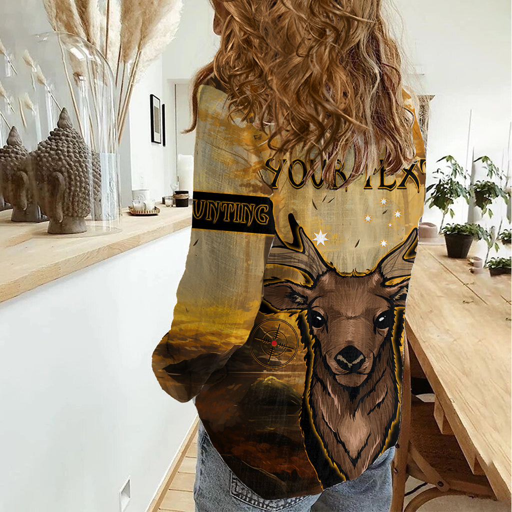 Personalised Deer Hunting Women Casual Shirt Forest Vibes - Vibe Hoodie Shop