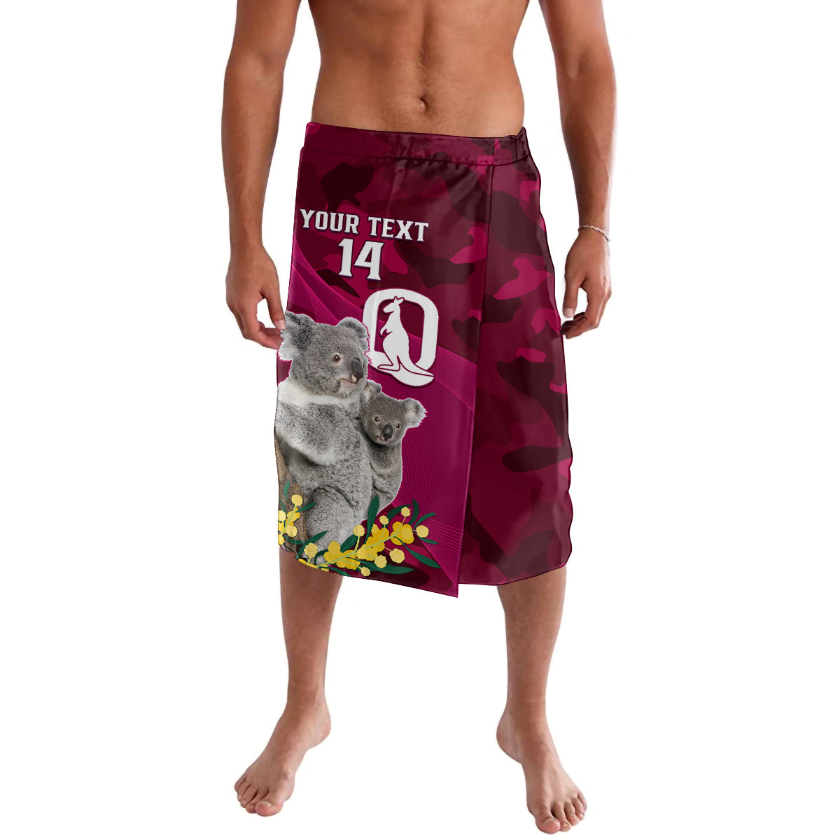 Custom QLD Maroons ANZAC Day Lavalava Australian Koala Mix Camouflage