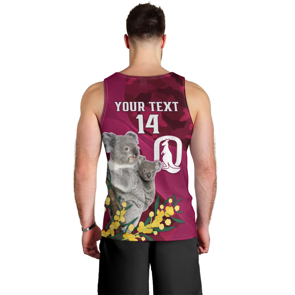 Custom QLD Maroons ANZAC Day Men Tank Top Australian Koala Mix Camouflage - Vibe Hoodie Shop