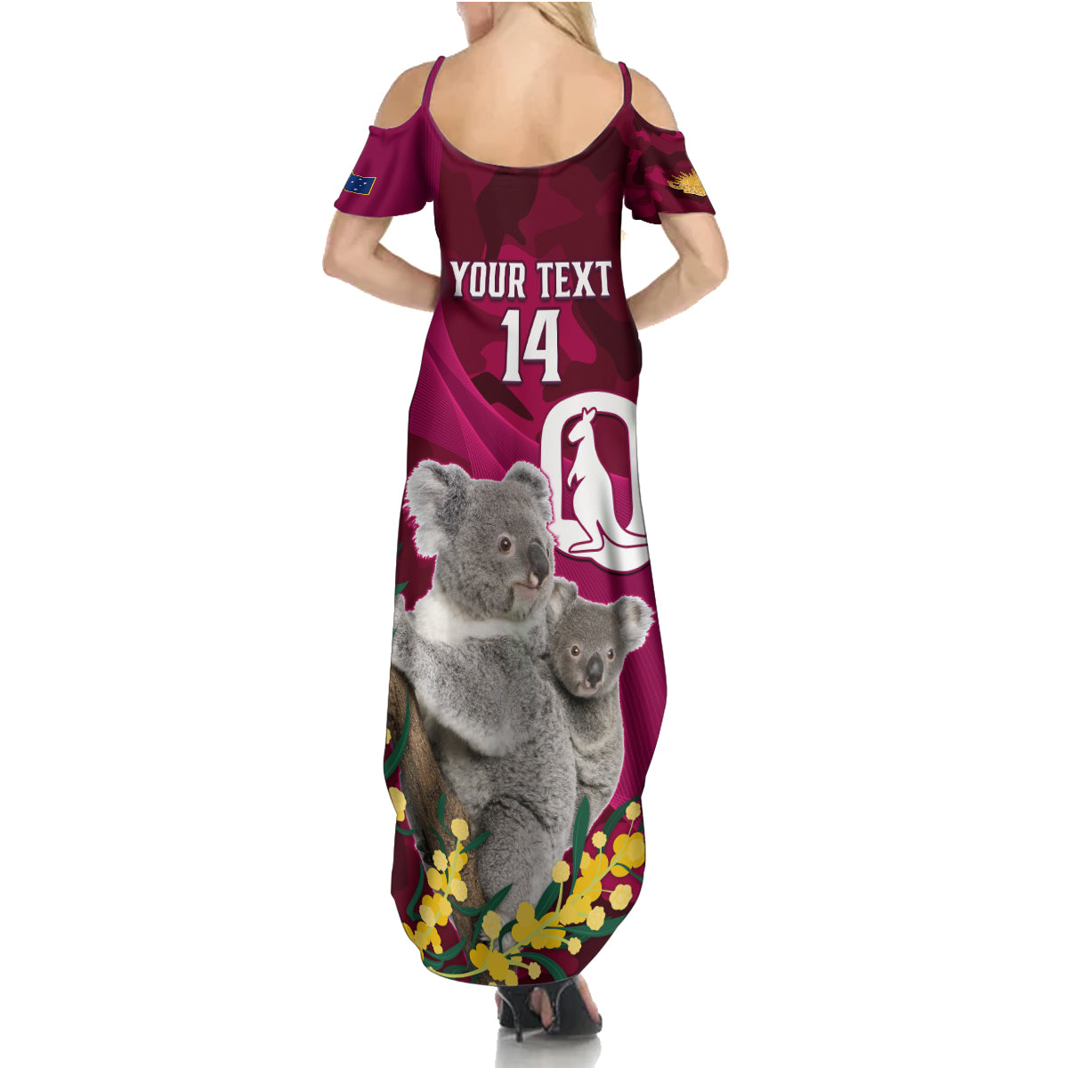 Custom QLD Maroons ANZAC Day Summer Maxi Dress Australian Koala Mix Camouflage