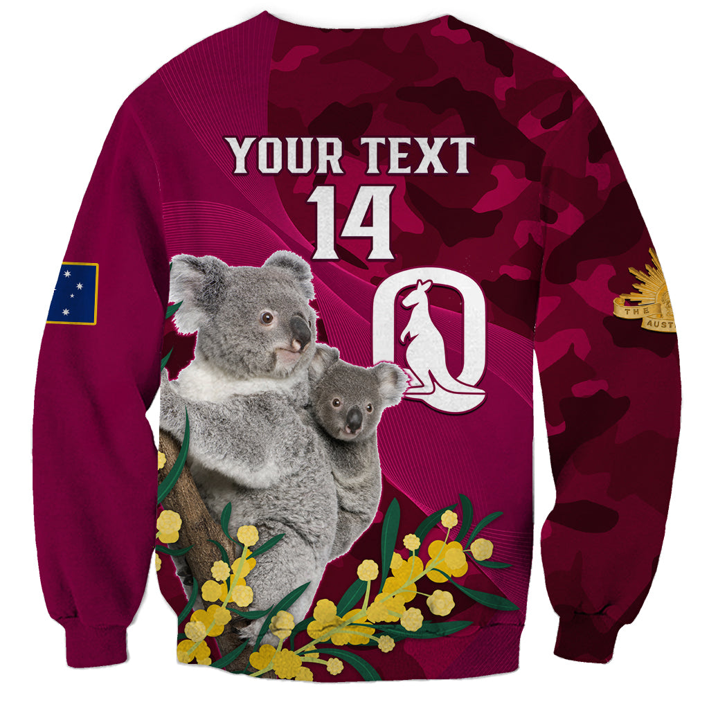 Custom QLD Maroons ANZAC Day Sweatshirt Australian Koala Mix Camouflage - Vibe Hoodie Shop