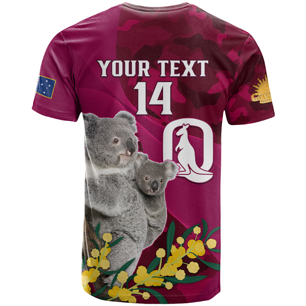 Custom QLD Maroons ANZAC Day T Shirt Australian Koala Mix Camouflage - Vibe Hoodie Shop