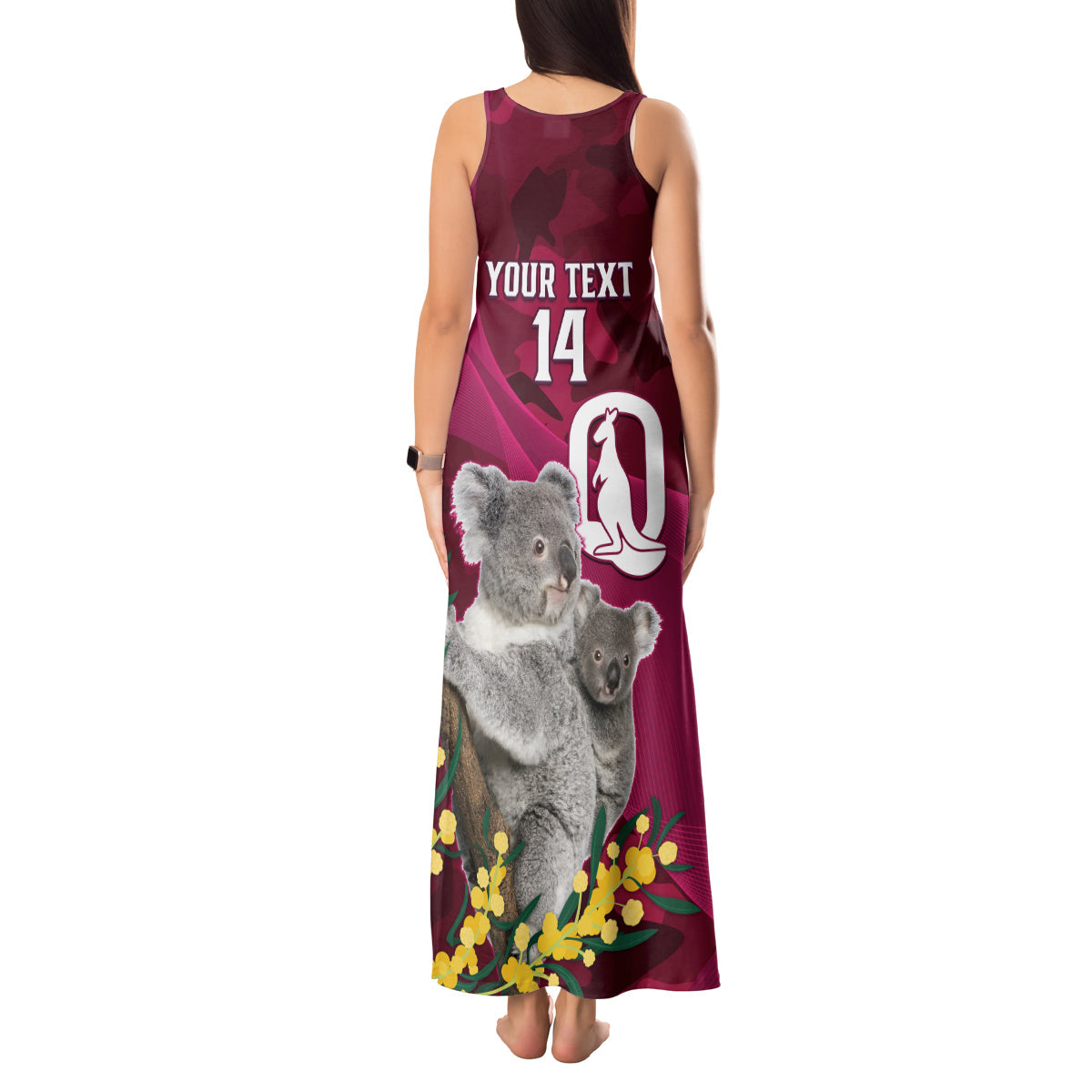 Custom QLD Maroons ANZAC Day Tank Maxi Dress Australian Koala Mix Camouflage