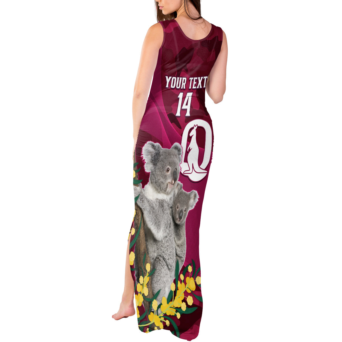 Custom QLD Maroons ANZAC Day Tank Maxi Dress Australian Koala Mix Camouflage