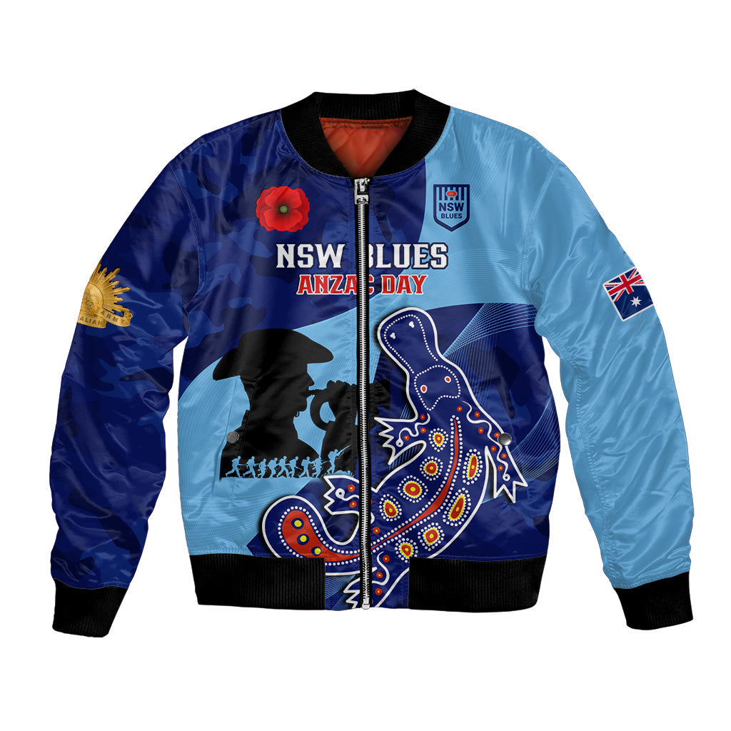 Custom NSW Blues ANZAC Day Bomber Jacket Australian Platypus Mix Camouflage - Vibe Hoodie Shop