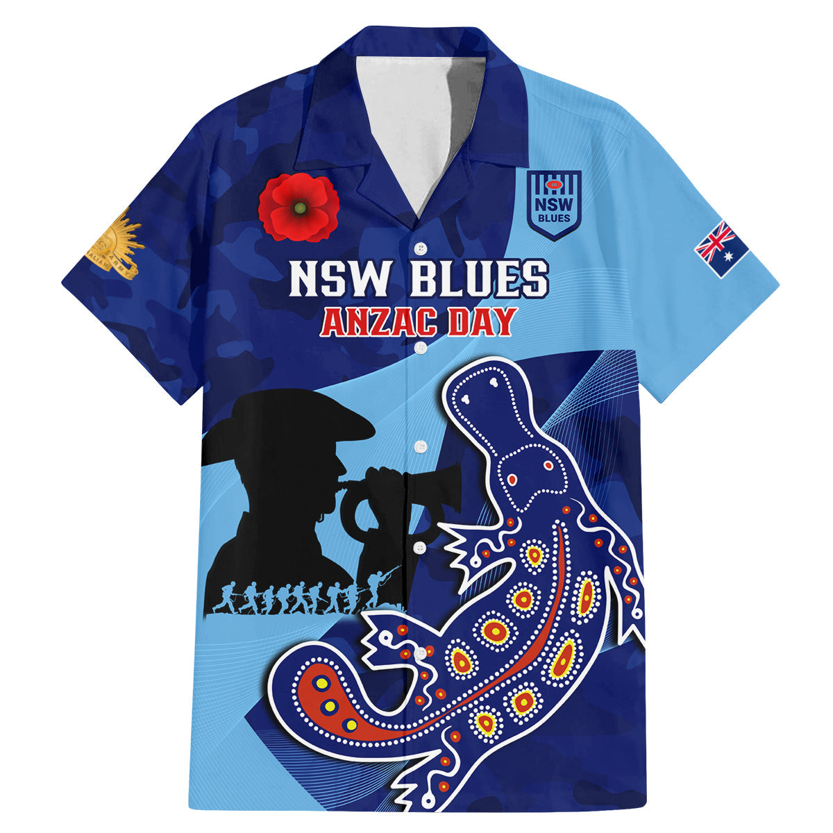 Custom NSW Blues ANZAC Day Family Matching Mermaid Dress and Hawaiian Shirt Australian Platypus Mix Camouflage