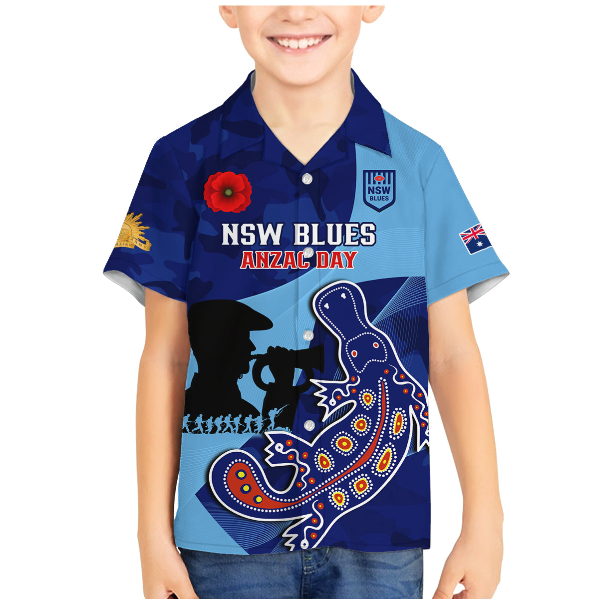 Custom NSW Blues ANZAC Day Family Matching Mermaid Dress and Hawaiian Shirt Australian Platypus Mix Camouflage