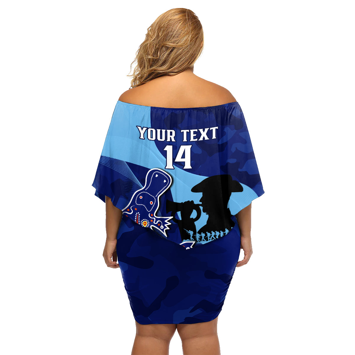 Custom NSW Blues ANZAC Day Family Matching Off Shoulder Short Dress and Hawaiian Shirt Australian Platypus Mix Camouflage
