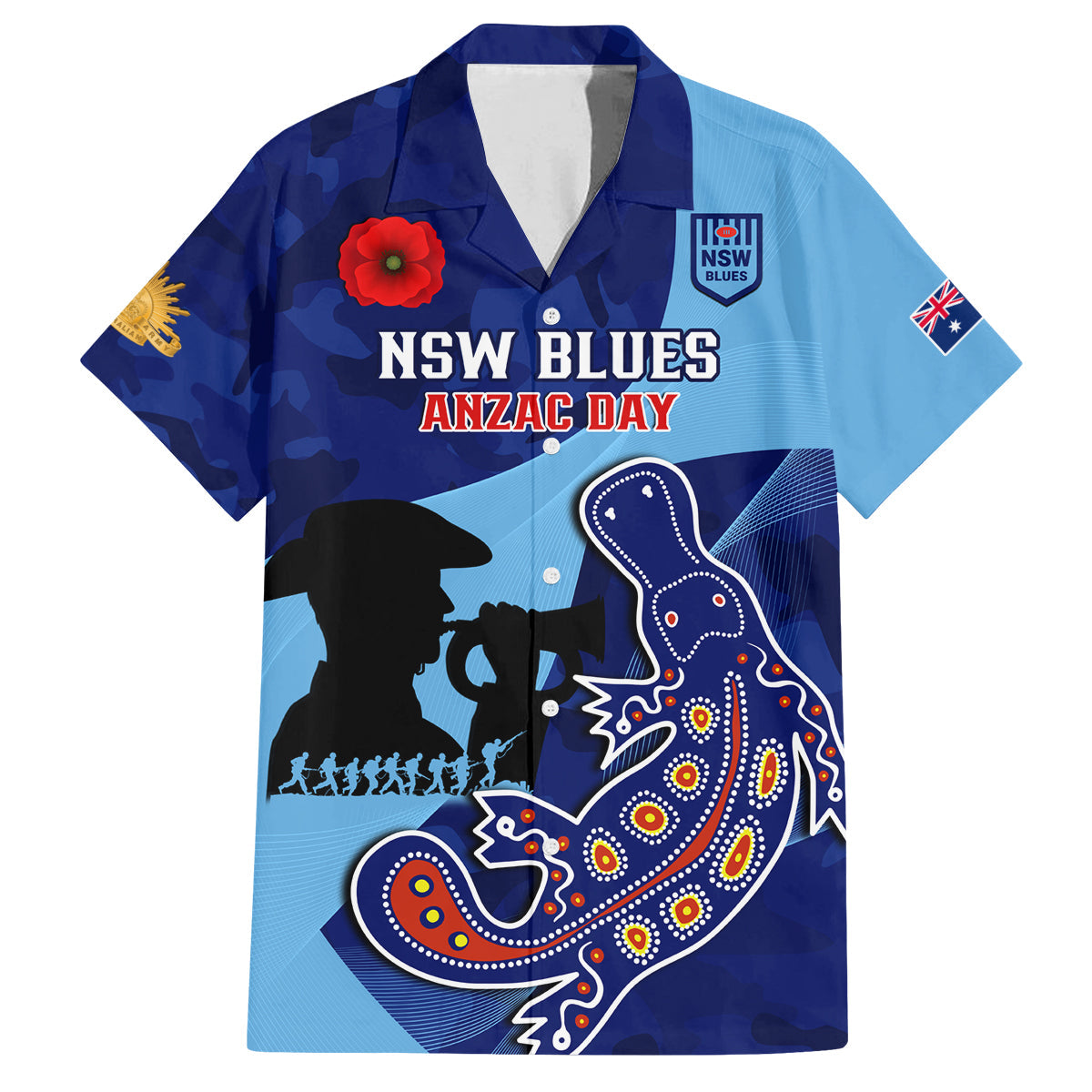 Custom NSW Blues ANZAC Day Family Matching Tank Maxi Dress and Hawaiian Shirt Australian Platypus Mix Camouflage