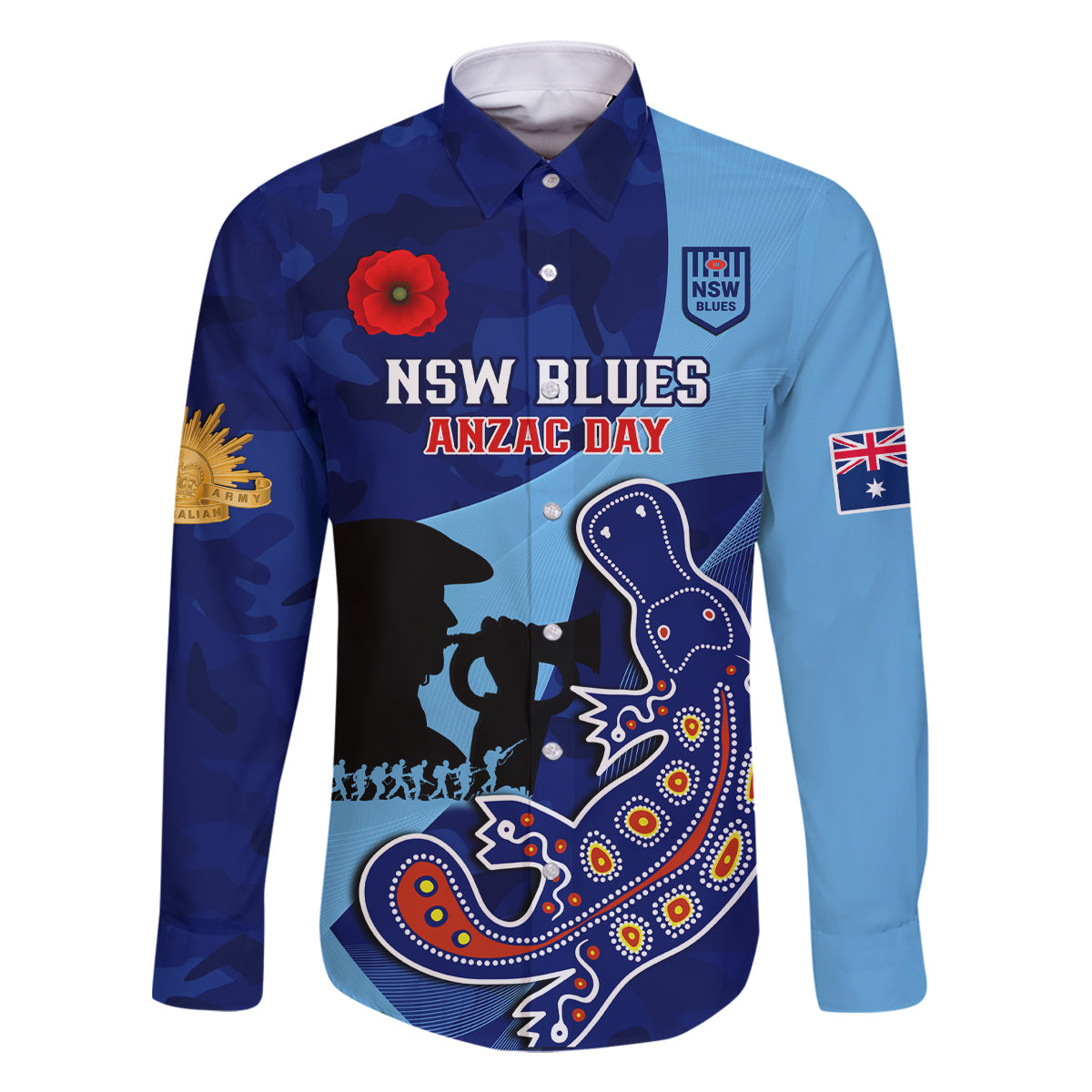 Custom NSW Blues ANZAC Day Family Matching Tank Maxi Dress and Hawaiian Shirt Australian Platypus Mix Camouflage