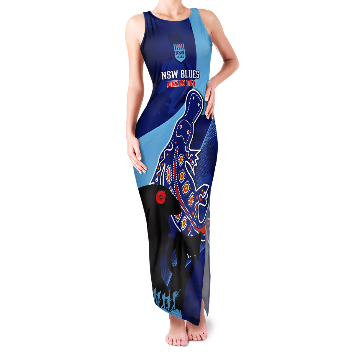 Custom NSW Blues ANZAC Day Family Matching Tank Maxi Dress and Hawaiian Shirt Australian Platypus Mix Camouflage