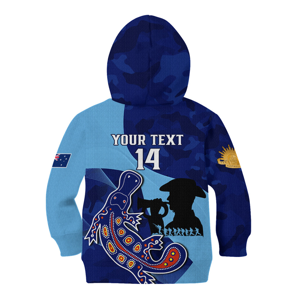 Custom NSW Blues ANZAC Day Kid Hoodie Australian Platypus Mix Camouflage - Vibe Hoodie Shop
