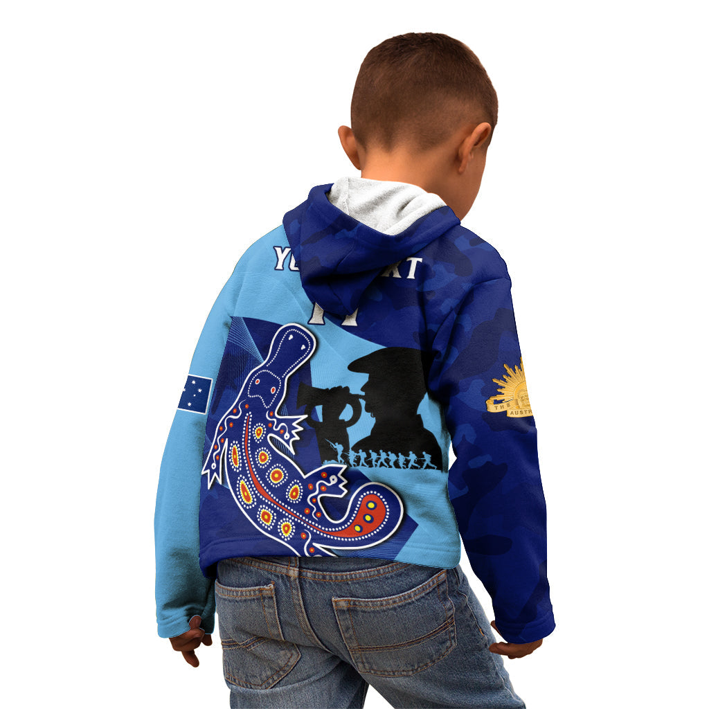 Custom NSW Blues ANZAC Day Kid Hoodie Australian Platypus Mix Camouflage - Vibe Hoodie Shop