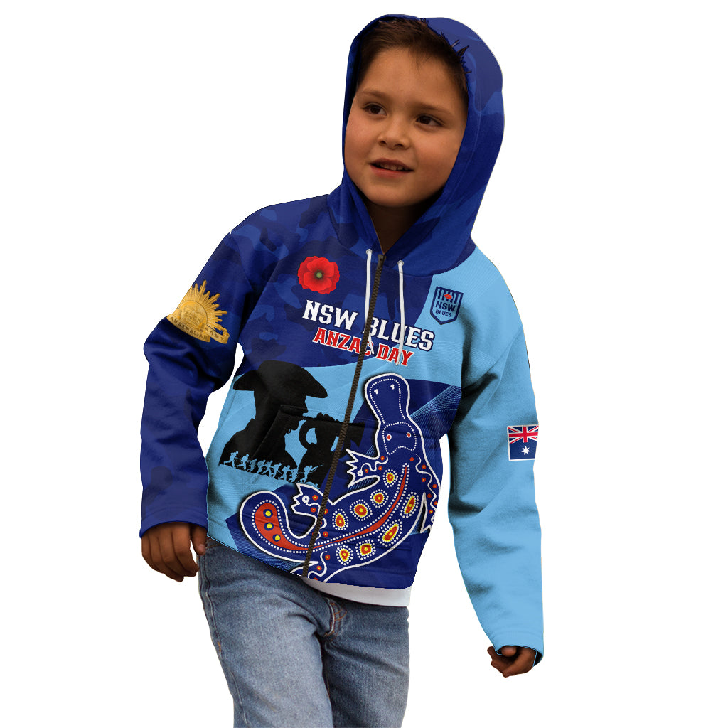 Custom NSW Blues ANZAC Day Kid Hoodie Australian Platypus Mix Camouflage - Vibe Hoodie Shop