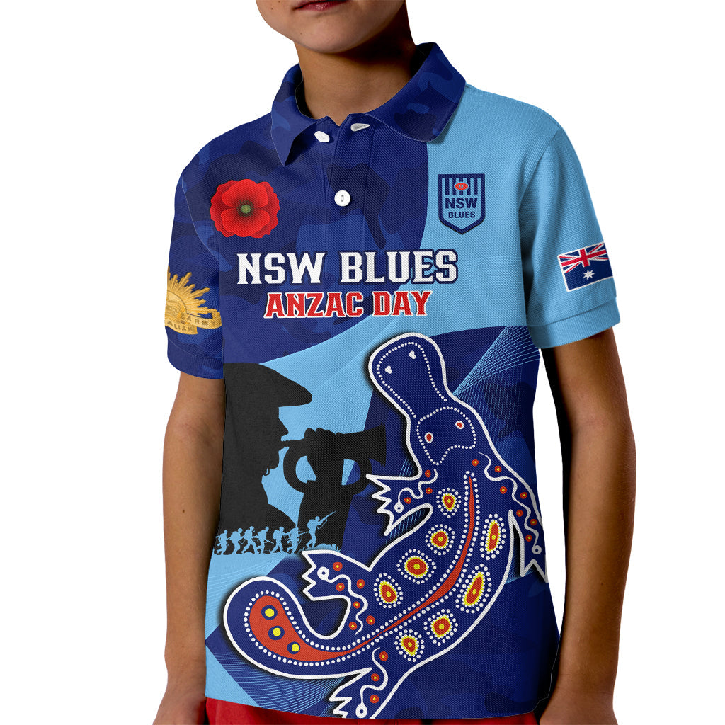 Custom NSW Blues ANZAC Day Kid Polo Shirt Australian Platypus Mix Camouflage - Vibe Hoodie Shop