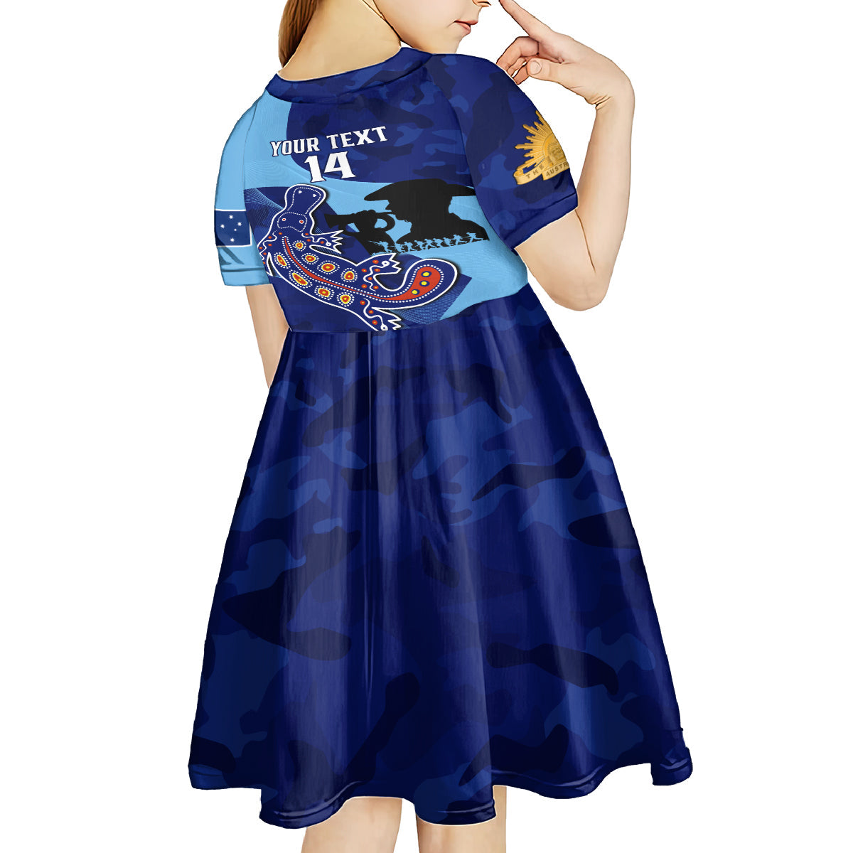 Custom NSW Blues ANZAC Day Kid Short Sleeve Dress Australian Platypus Mix Camouflage - Vibe Hoodie Shop