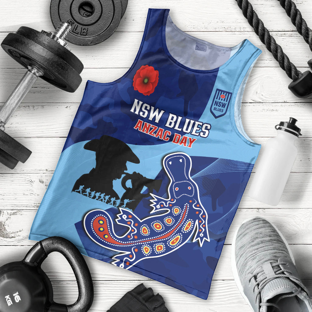 Custom NSW Blues ANZAC Day Men Tank Top Australian Platypus Mix Camouflage - Vibe Hoodie Shop