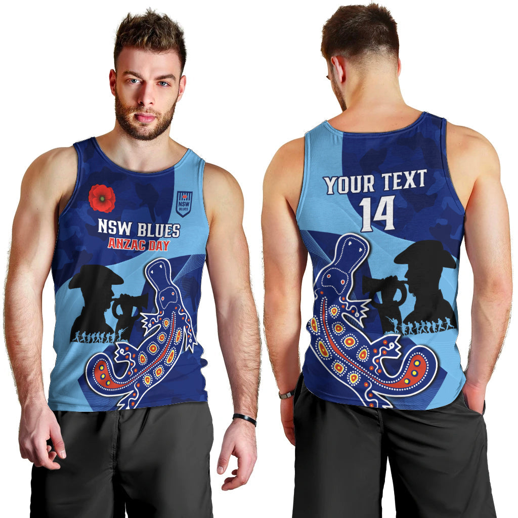 Custom NSW Blues ANZAC Day Men Tank Top Australian Platypus Mix Camouflage - Vibe Hoodie Shop