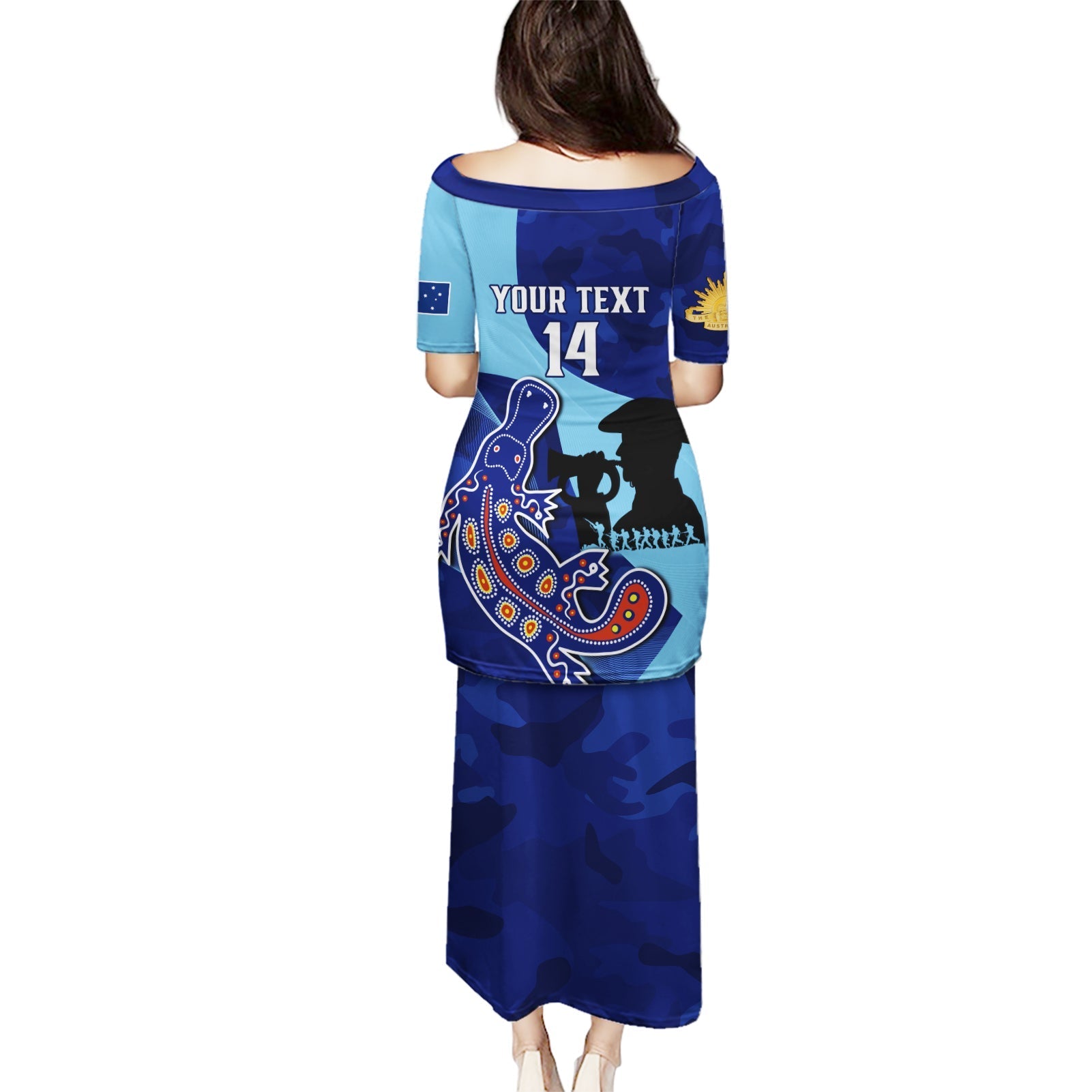 Custom NSW Blues ANZAC Day Puletasi Australian Platypus Mix Camouflage