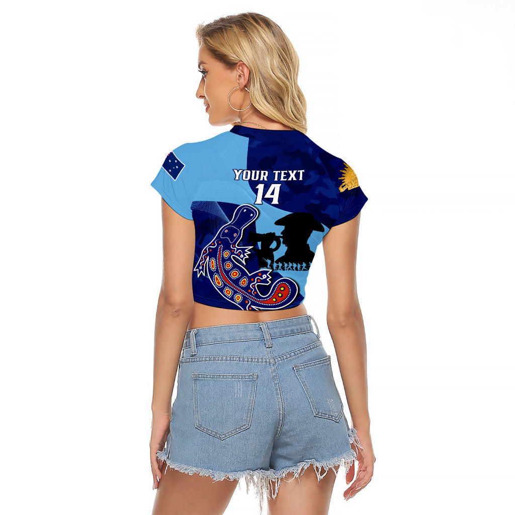 Custom NSW Blues ANZAC Day Raglan Cropped T Shirt Australian Platypus Mix Camouflage - Vibe Hoodie Shop
