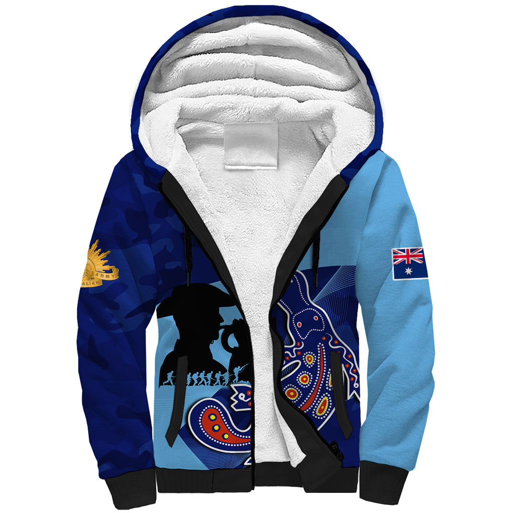 Custom NSW Blues ANZAC Day Sherpa Hoodie Australian Platypus Mix Camouflage - Vibe Hoodie Shop
