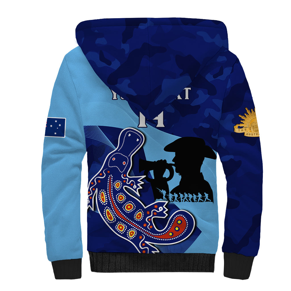 Custom NSW Blues ANZAC Day Sherpa Hoodie Australian Platypus Mix Camouflage - Vibe Hoodie Shop