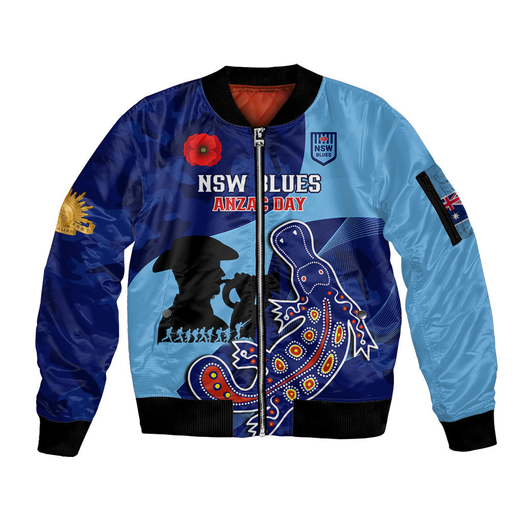 Custom NSW Blues ANZAC Day Sleeve Zip Bomber Jacket Australian Platypus Mix Camouflage