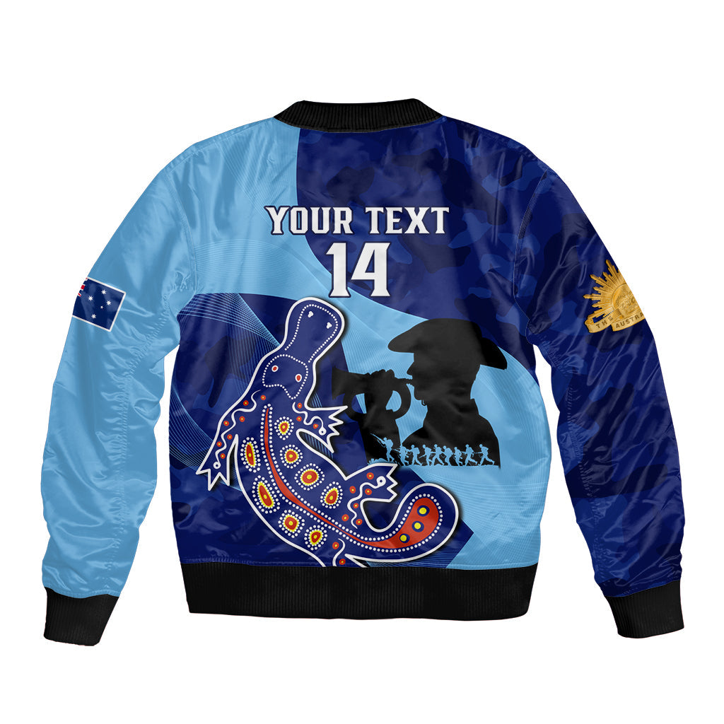 Custom NSW Blues ANZAC Day Sleeve Zip Bomber Jacket Australian Platypus Mix Camouflage