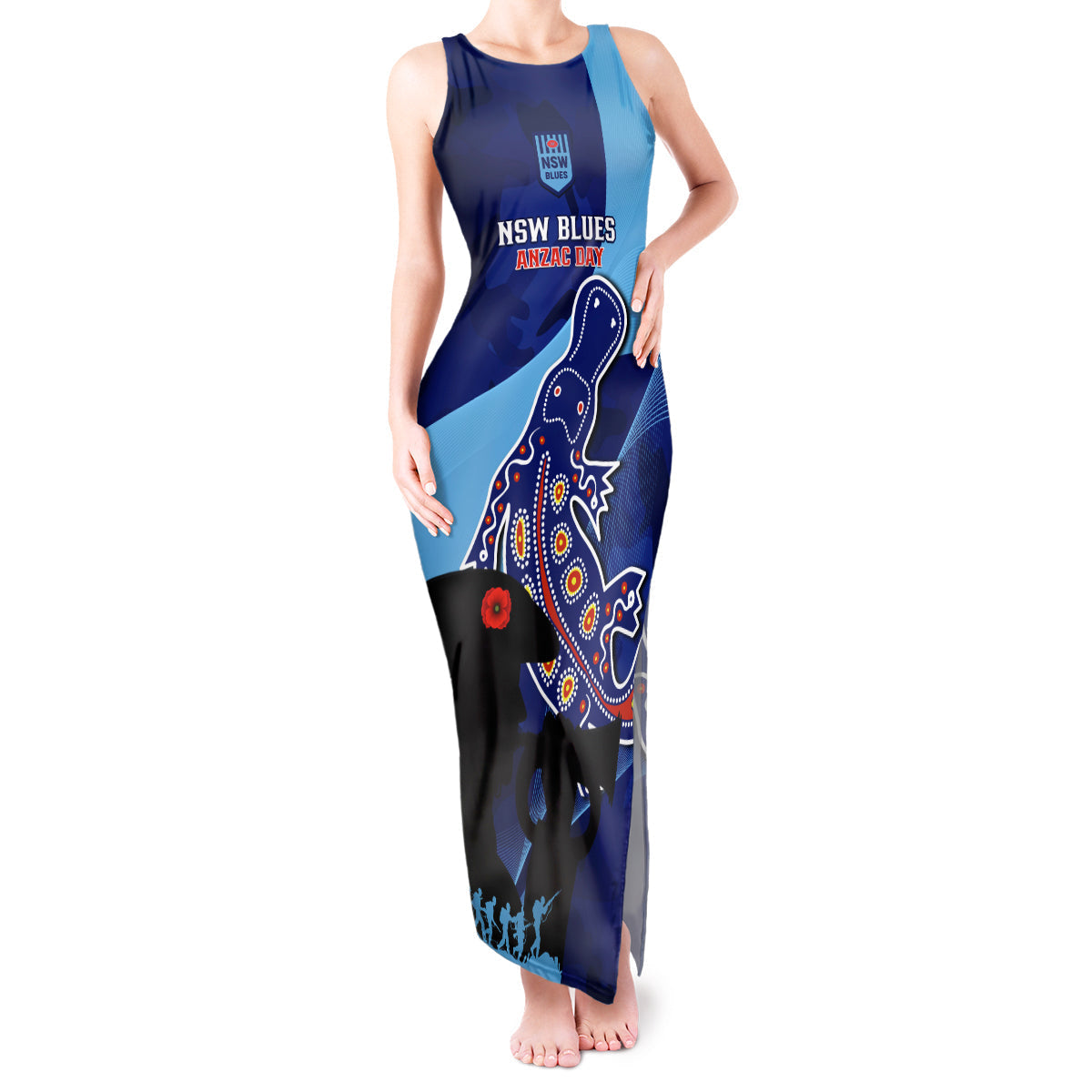 Custom NSW Blues ANZAC Day Tank Maxi Dress Australian Platypus Mix Camouflage