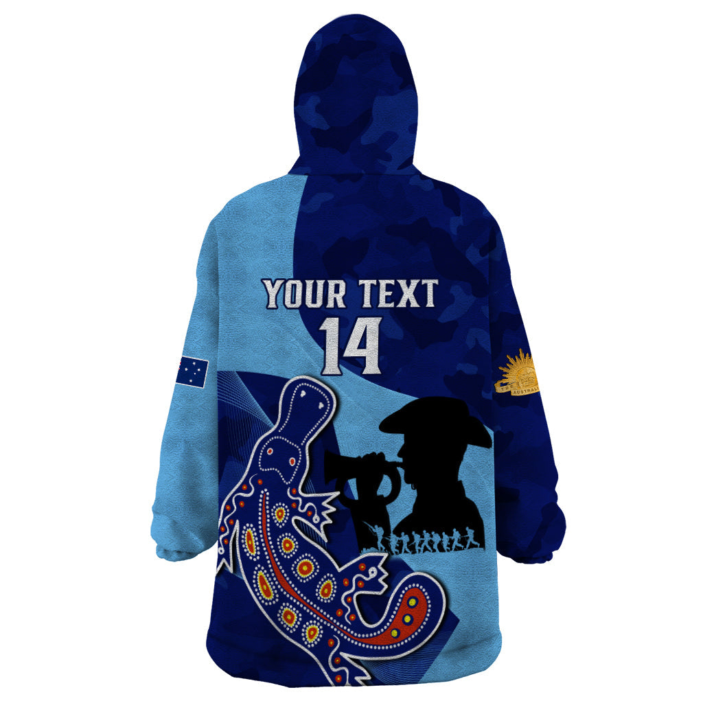 Custom NSW Blues ANZAC Day Wearable Blanket Hoodie Australian Platypus Mix Camouflage - Vibe Hoodie Shop