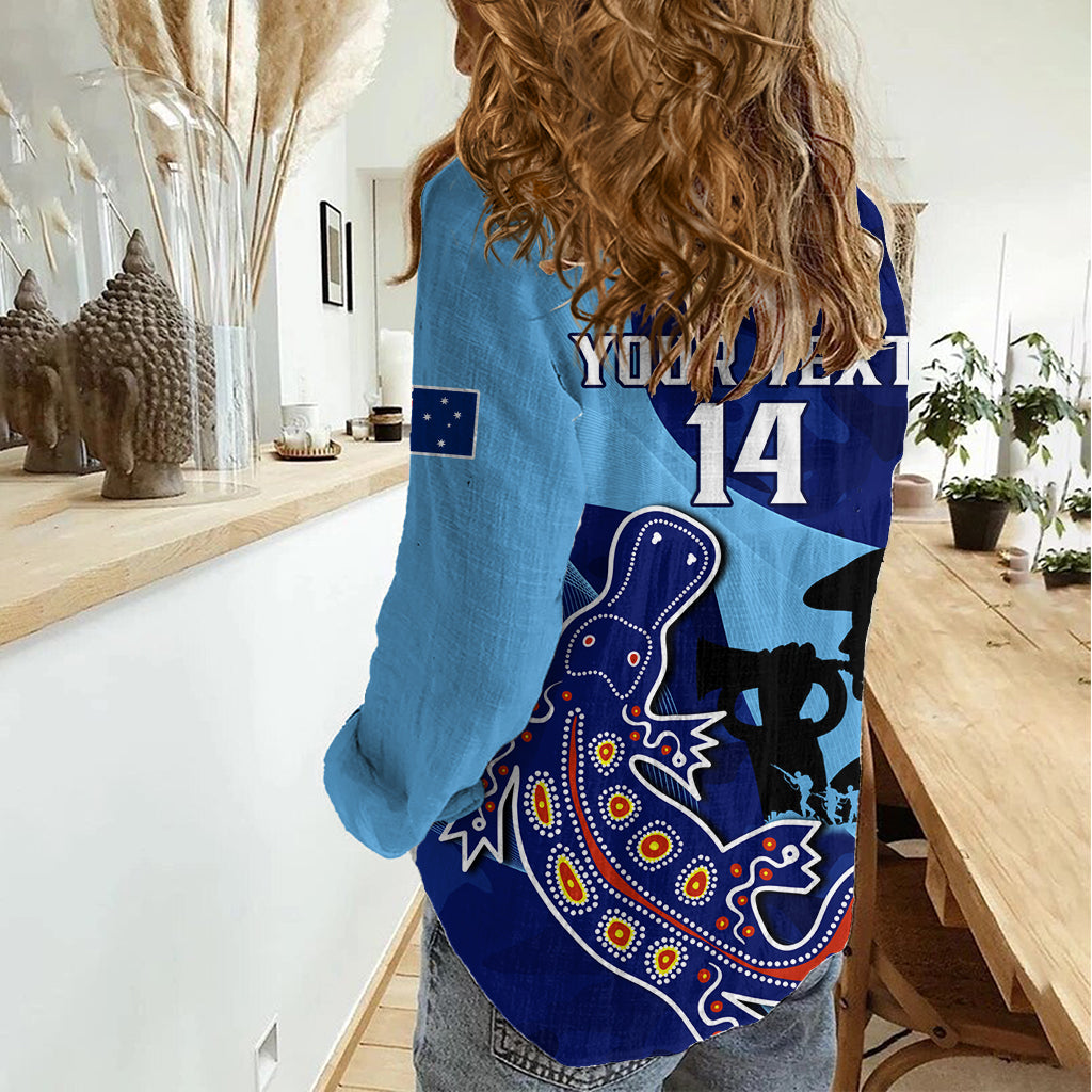 Custom NSW Blues ANZAC Day Women Casual Shirt Australian Platypus Mix Camouflage - Vibe Hoodie Shop