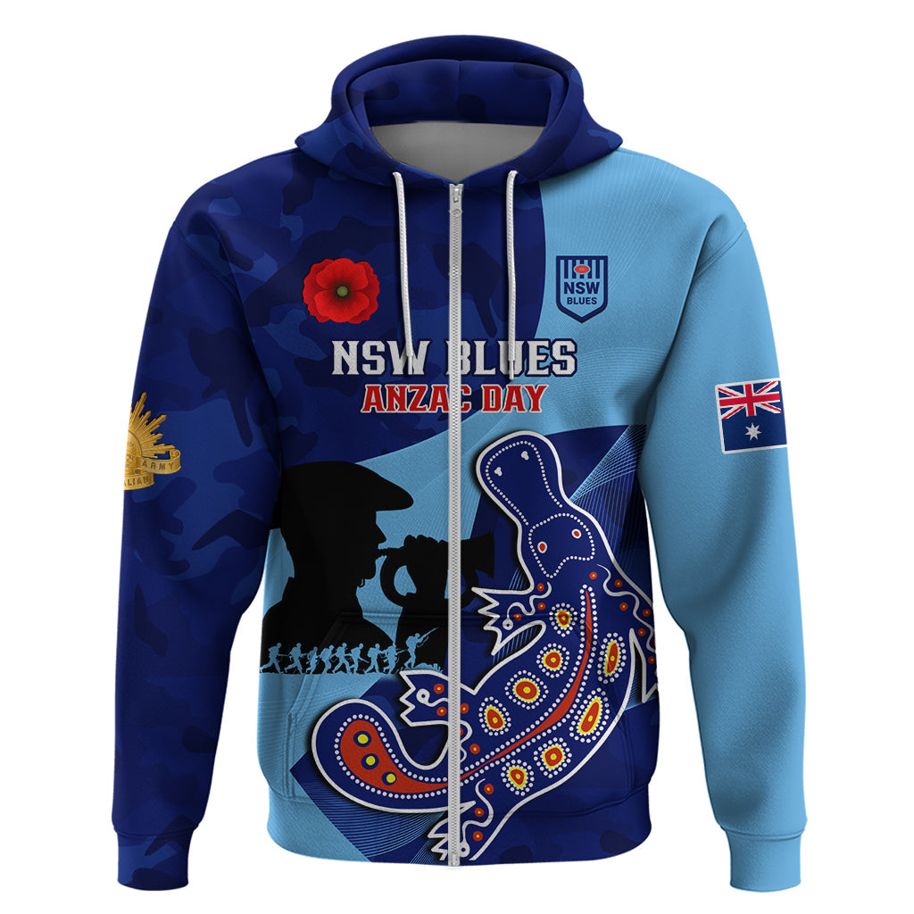Custom NSW Blues ANZAC Day Zip Hoodie Australian Platypus Mix Camouflage - Vibe Hoodie Shop
