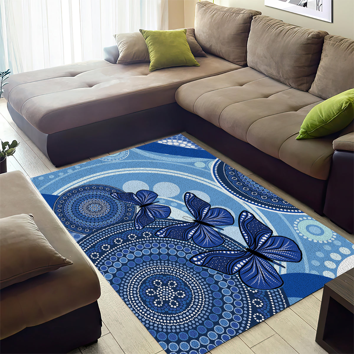 Australia Autism Awareness Area Rug 4 April Indigenous Butterfly - Vibe Hoodie Shop