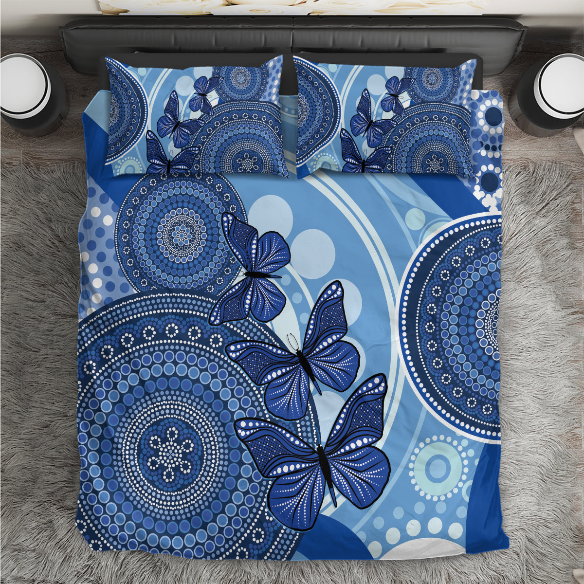 Australia Autism Awareness Bedding Set 4 April Indigenous Butterfly - Vibe Hoodie Shop