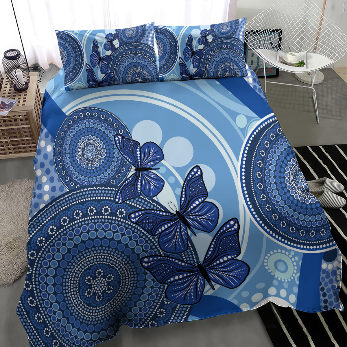 Australia Autism Awareness Bedding Set 4 April Indigenous Butterfly - Vibe Hoodie Shop