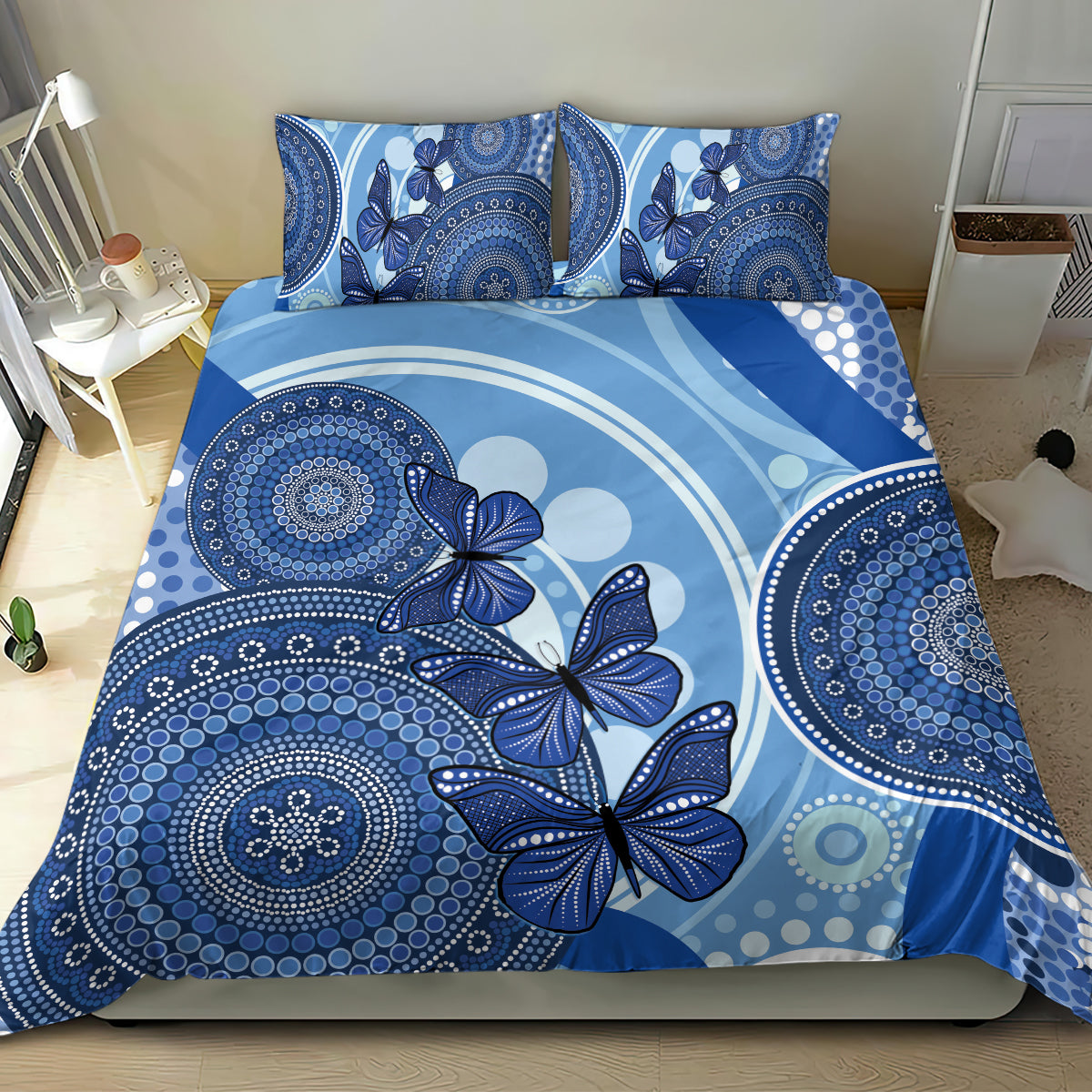Australia Autism Awareness Bedding Set 4 April Indigenous Butterfly - Vibe Hoodie Shop