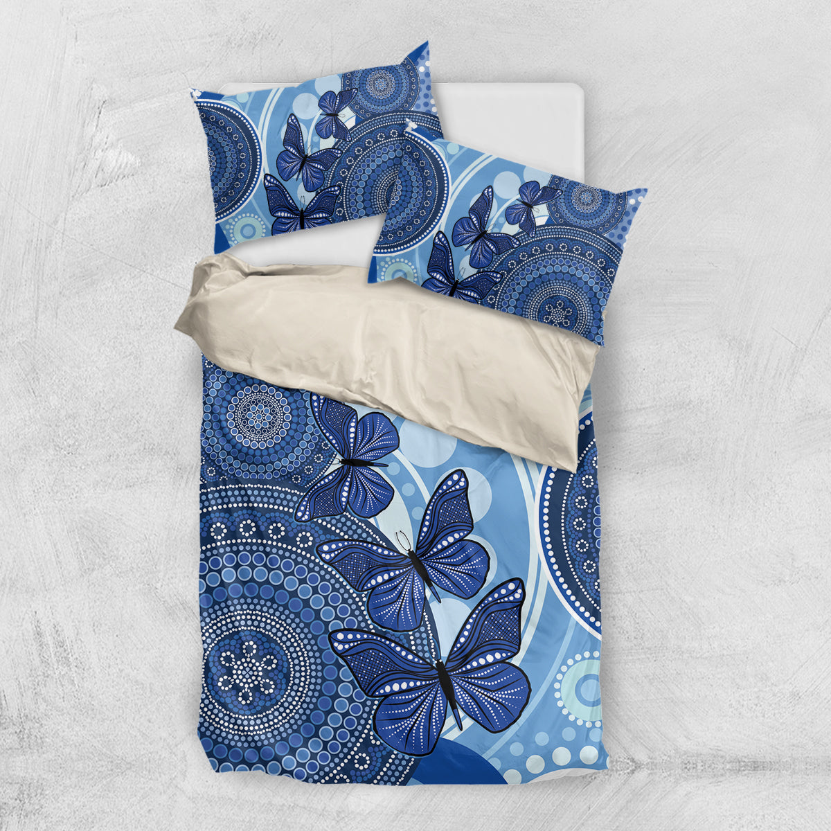 Australia Autism Awareness Bedding Set 4 April Indigenous Butterfly - Vibe Hoodie Shop