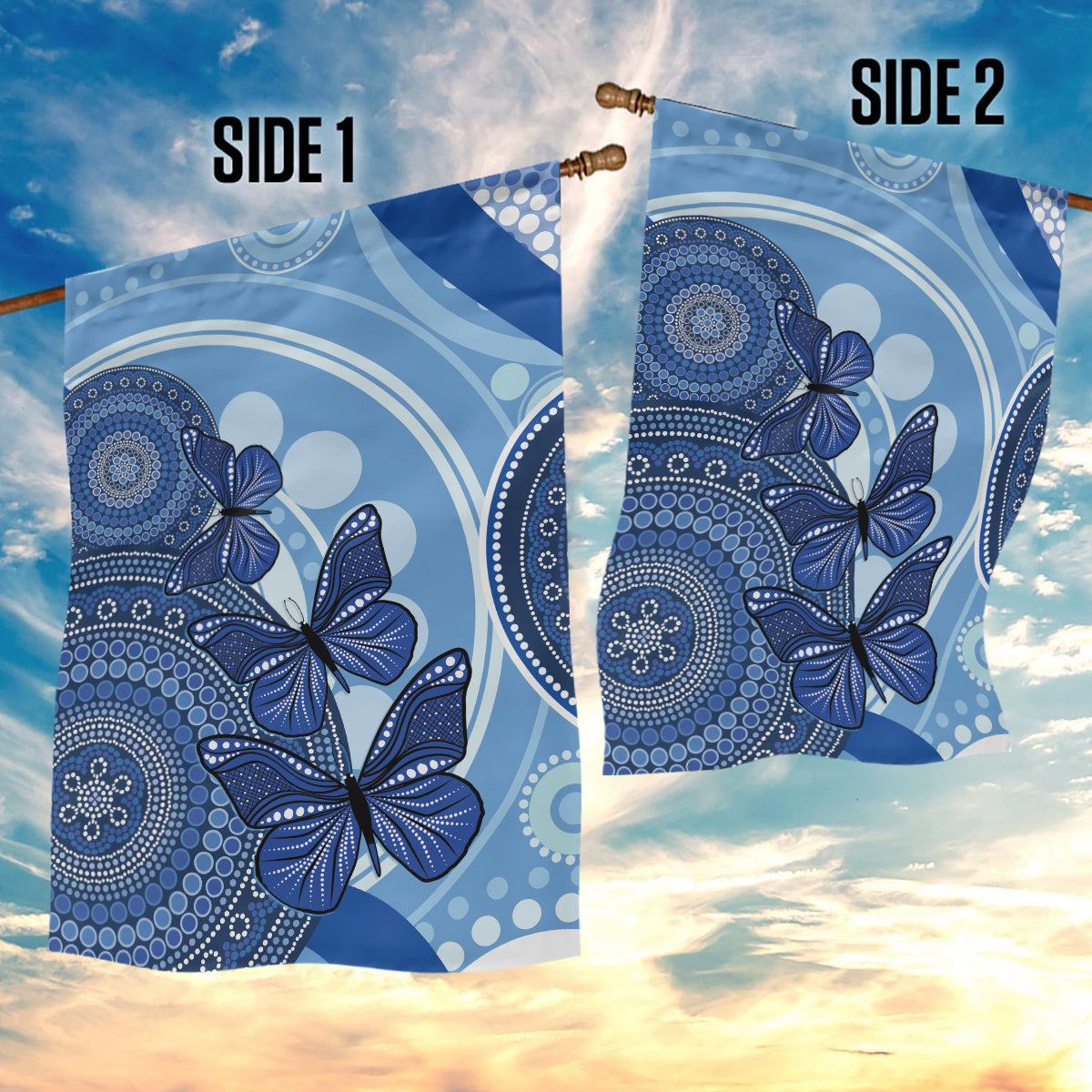 Australia Autism Awareness Garden Flag 4 April Indigenous Butterfly - Vibe Hoodie Shop