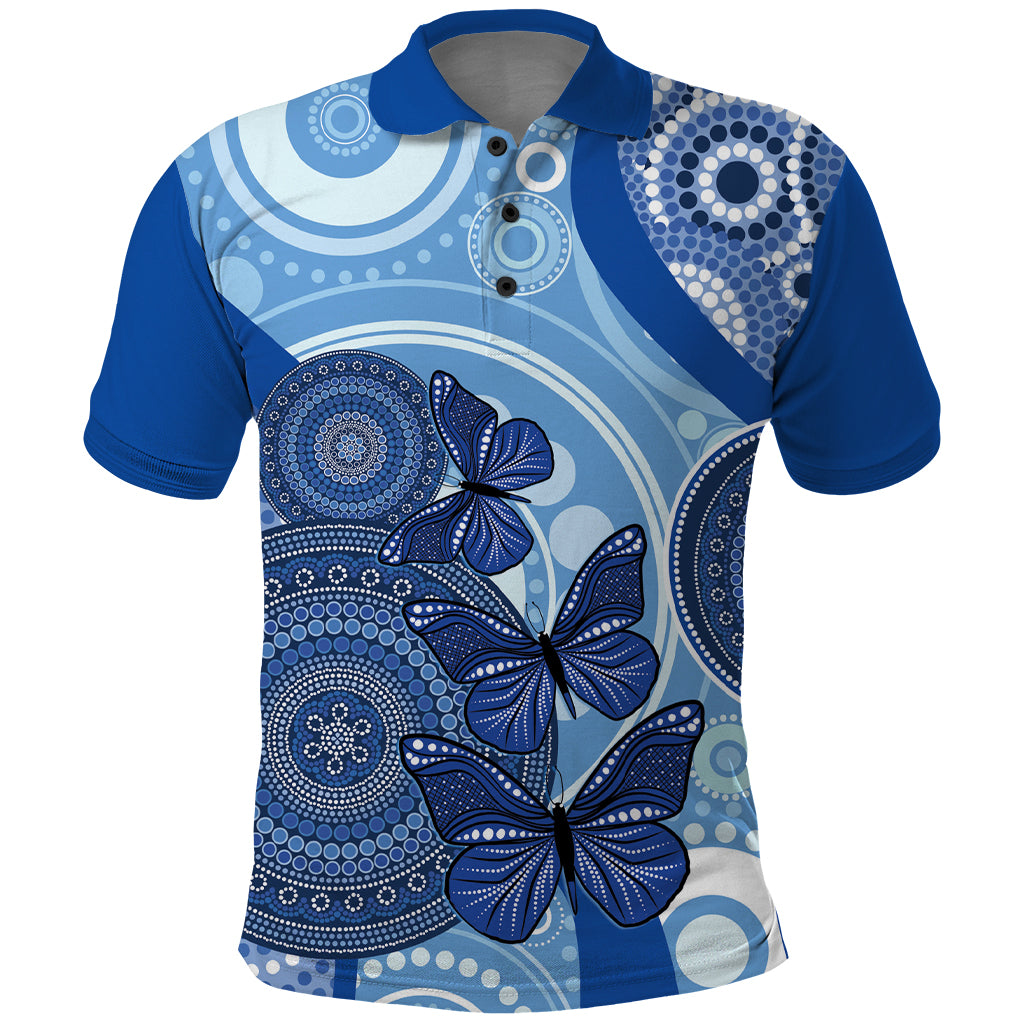 Australia Autism Awareness Polo Shirt 4 April Indigenous Butterfly - Vibe Hoodie Shop