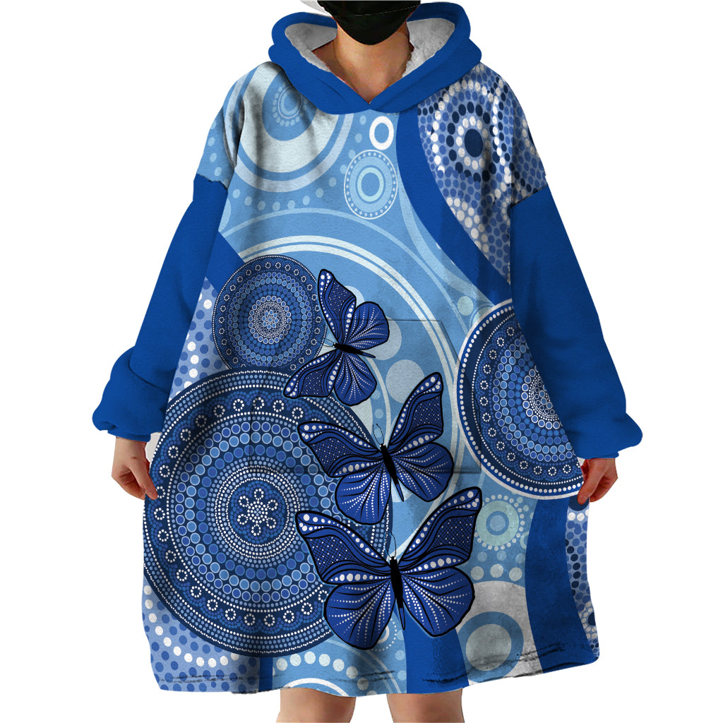 Australia Autism Awareness Wearable Blanket Hoodie 4 April Indigenous Butterfly - Vibe Hoodie Shop