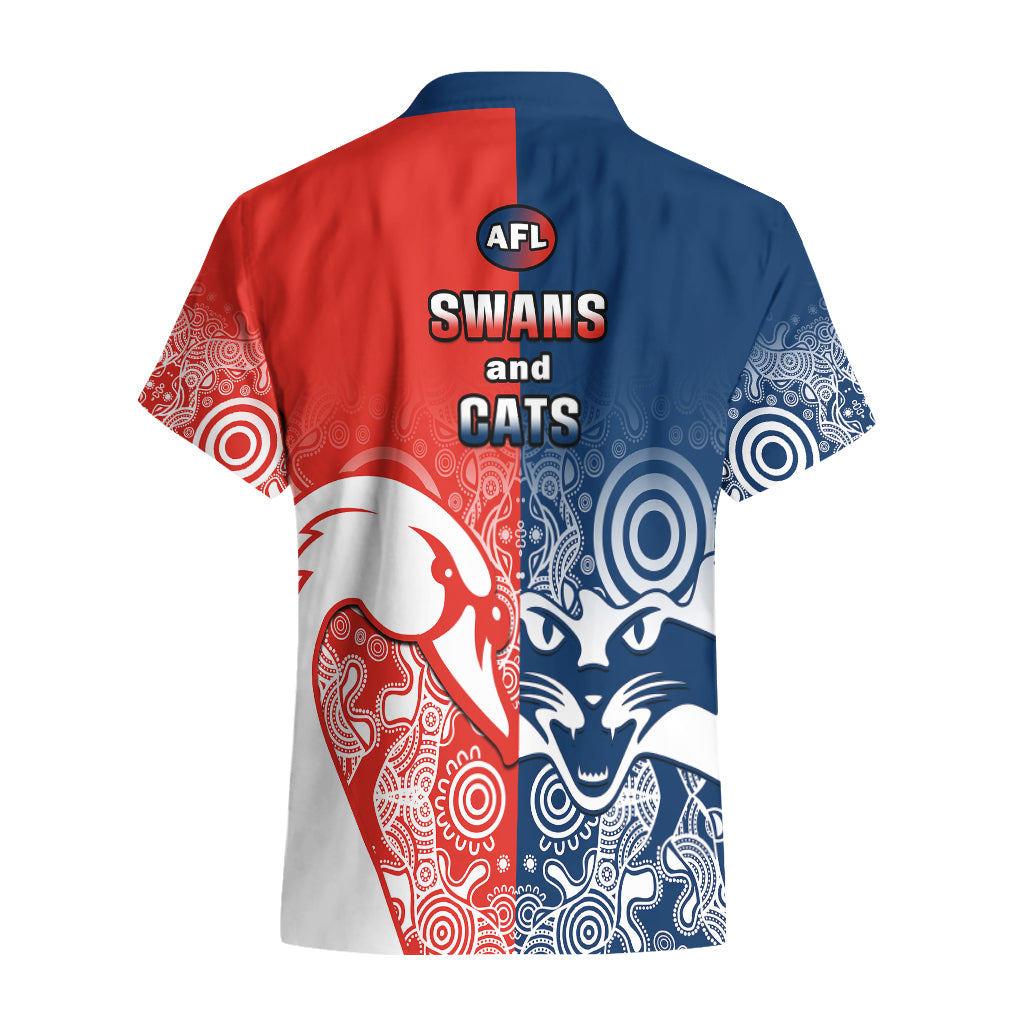 Swans And Cats Football Hawaiian Shirt Sydney Mix Geelong Indigenous - Vibe Hoodie Shop