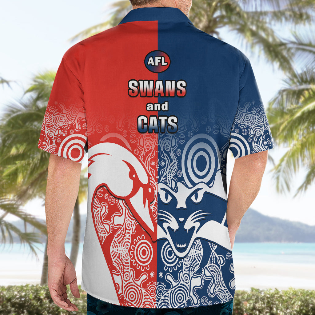 Swans And Cats Football Hawaiian Shirt Sydney Mix Geelong Indigenous - Vibe Hoodie Shop