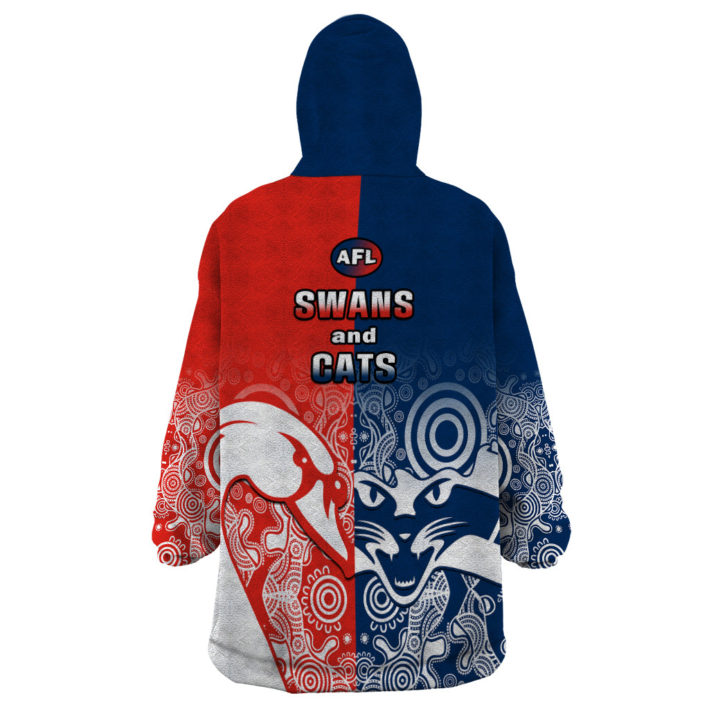 Swans And Cats Football Wearable Blanket Hoodie Sydney Mix Geelong Indigenous - Vibe Hoodie Shop