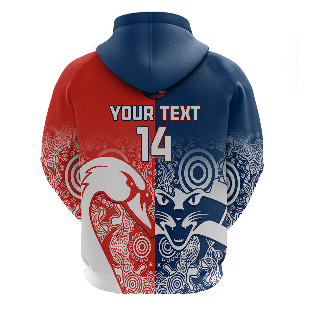 Personalised Swans And Cats Football Hoodie Sydney Mix Geelong Indigenous - Vibe Hoodie Shop