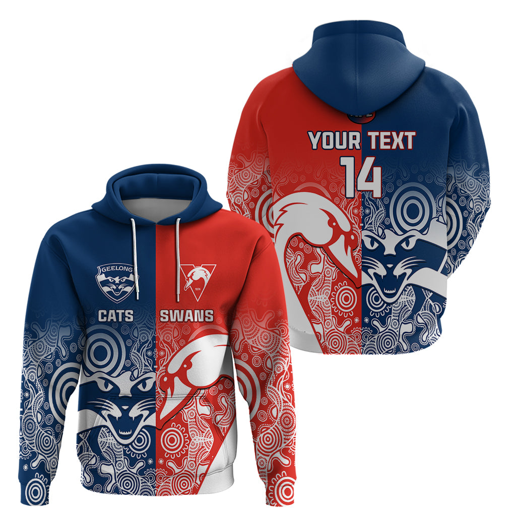 Personalised Swans And Cats Football Hoodie Sydney Mix Geelong Indigenous - Vibe Hoodie Shop